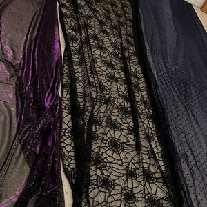 Massive sheer fabrics bundle, iridescent sparkle spider web, dots, sewing crafts
